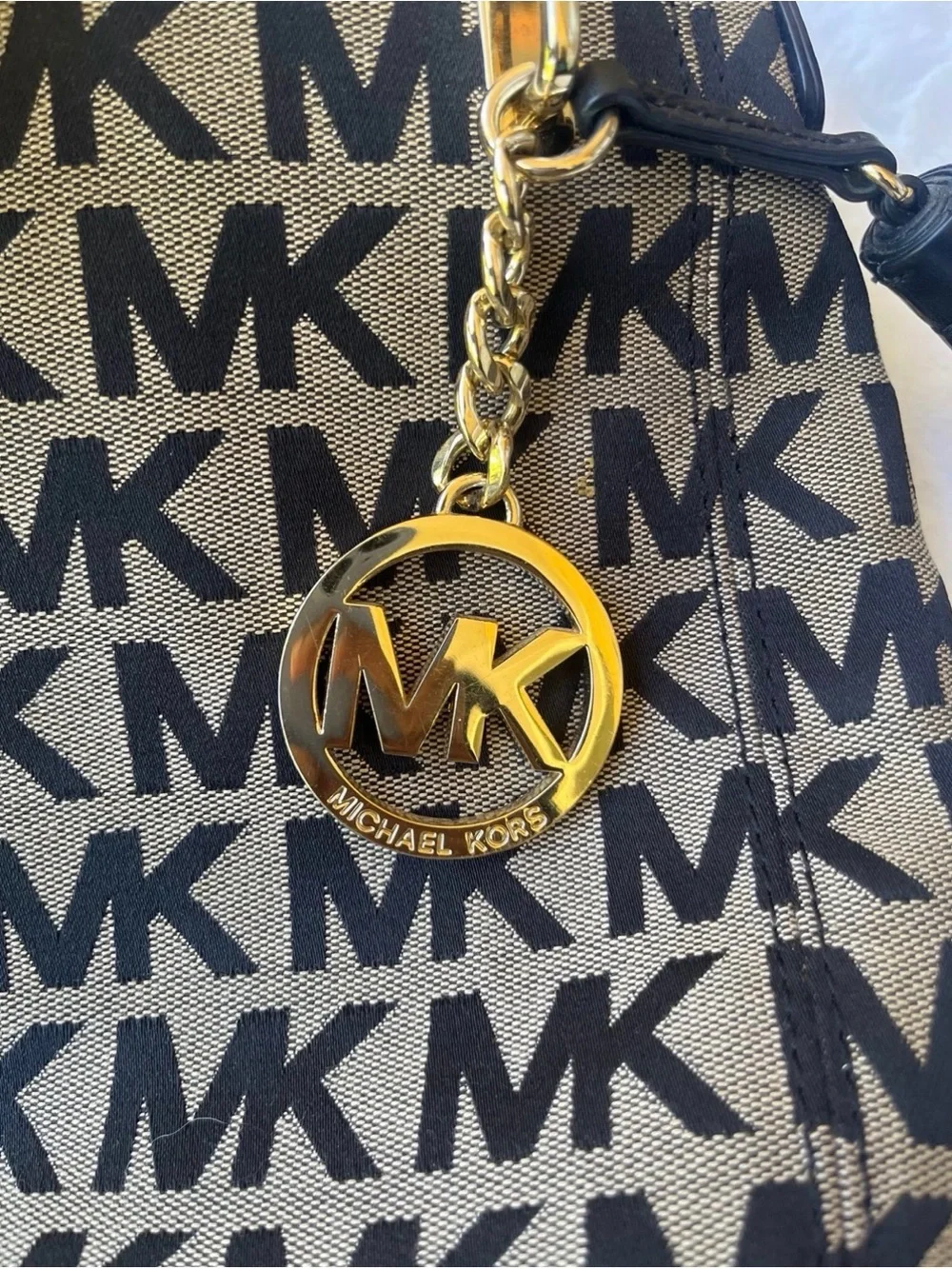 Vintage Y2K Michael Kors Monogram Jacquard Hobo Tassel Black Bag